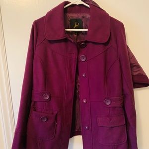 Plum wool pea coat never worn